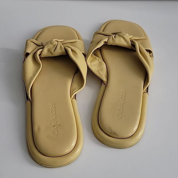 Coach Brooklyn Ivory Leather Knot Flat Slip On Sandals - Picture 8 of 9